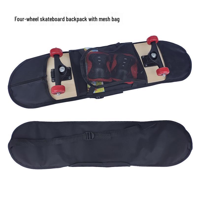 Double Kick Skateboard Backpack with Mesh Pocket - Thickened, Universal Fit, Single Shoulder Strap
