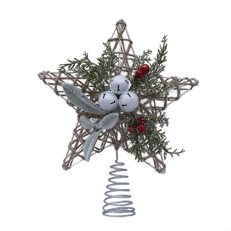 

Hollowed Iron Wire Star Tree Top Ornament With Bells for Winter Holiday Party