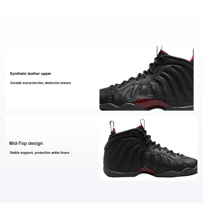 Детские кроссовки Nike Little Posite One GS Bred черные, университетский красный DV3773-001 35.5
