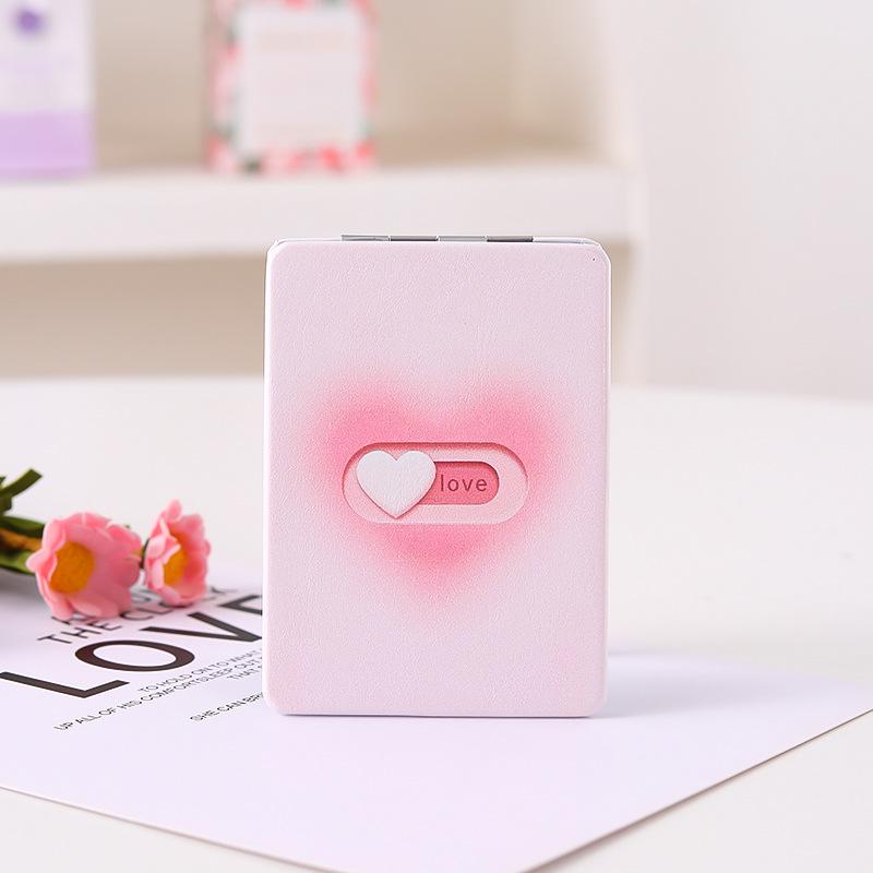 Chic Heart-Shaped Portable Folding Handheld Double-Sided Mirror