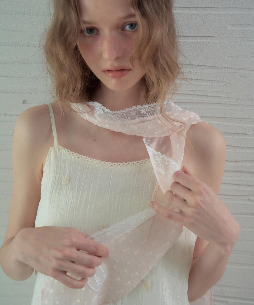 OURNOSTALGIA Sheer Lace Dot Scarf_Pink(Ob6Ac08)