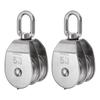 Uxcell 2Pcs M50 Double Pulley Block Stainless Steel Swivel Rigging Ring Lifting Wheel Fixed Pulley Wire Towing Wheel for Crane Rope Cable Pulley