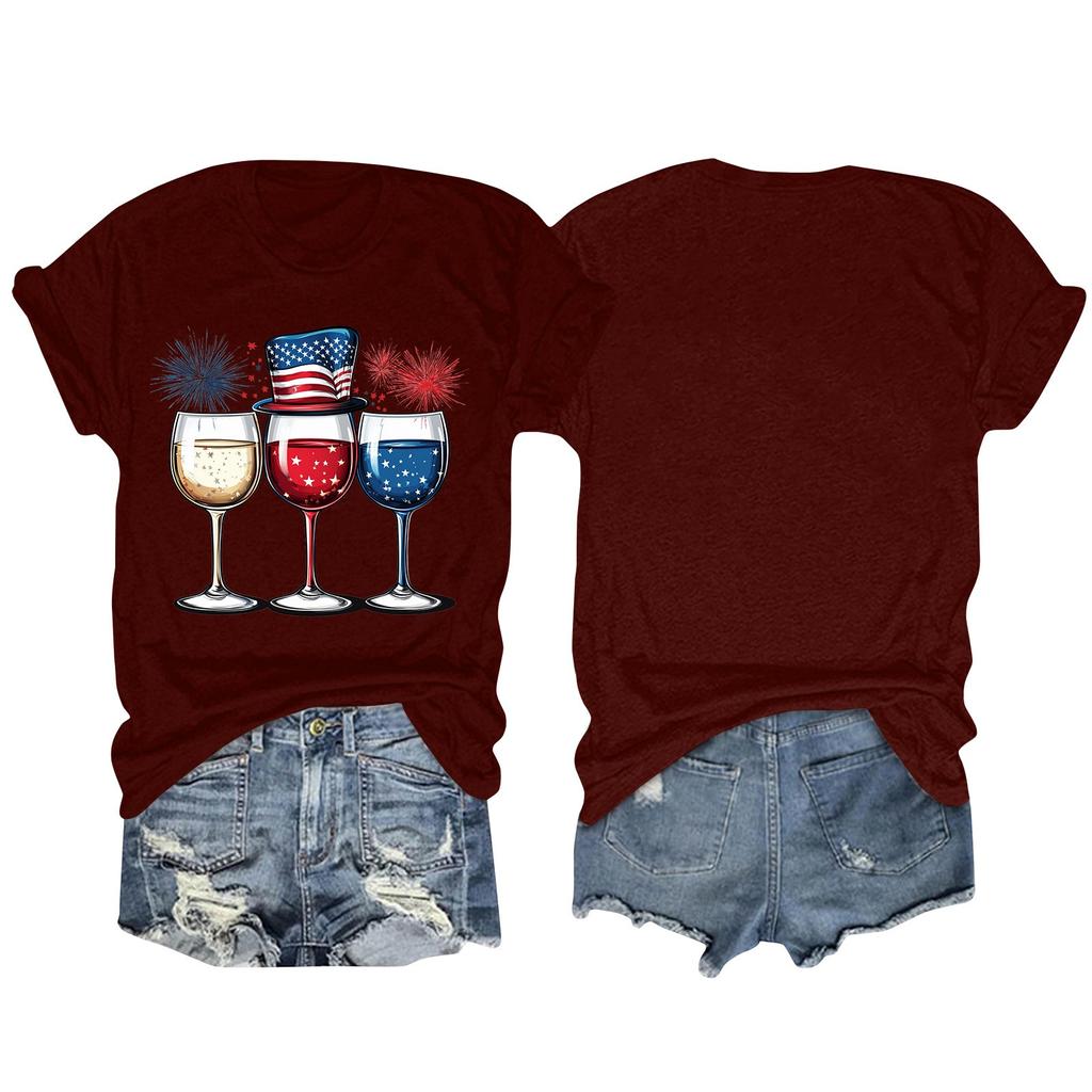 Women's Fashion Plus Size Vintage LA Print Casual Short-Sleeved Top