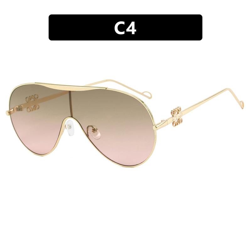 Oversized One-Piece Aviator Sunglasses, Metal Sunglasses Of The Same Style, Personalized Sunglasses.