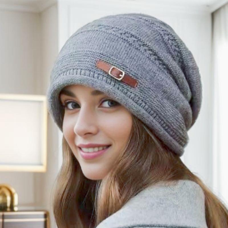 

Daifa autumn and winter new velvet knitted hat, headgear hat, foreign style fashionable big head circumference confinement hat, stacking hat