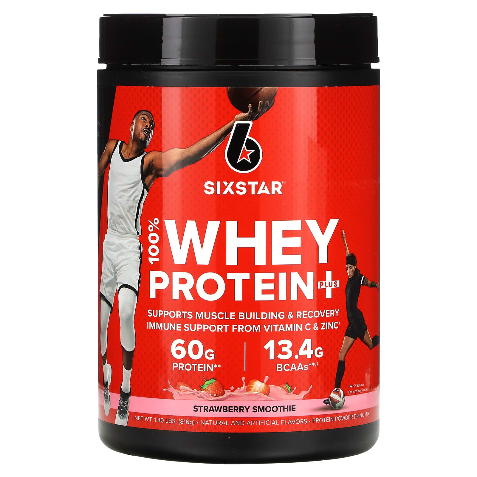 

SIXSTAR, 100% Whey Protein Plus, Strawberry Smoothie, 1.8 lb (816 g)