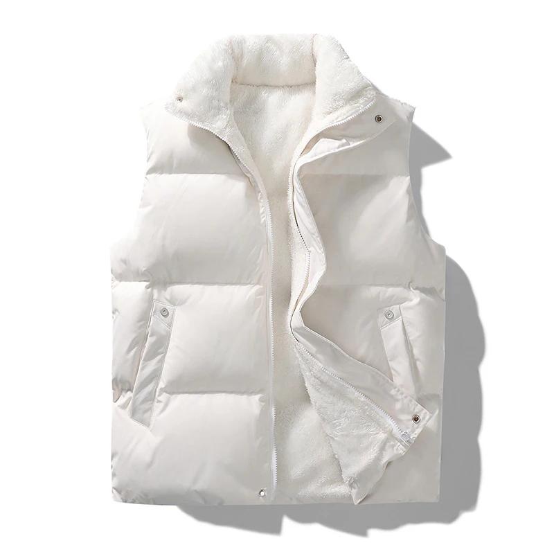 Neue Winterwesten Herren Fleece Warme Ärmellose Jacke Lässig Herren Einfarbige Weste Dick Mode Stehkragen Reißverschluss Weste Oberbekleidung
