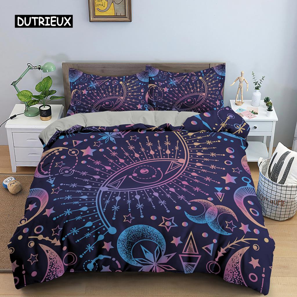 Sun and Moon Duvet Cover Set Tarot Pattern Bedding Set King Size for Bedroom Microfiber Comforter Cover Set for Kids Adults Gift