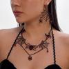 Gothic Punk Double Layer Black Spider Web Necklace For Women Red Crystal Waterdrop Spider Pendant Choker Party Statement Jewelry