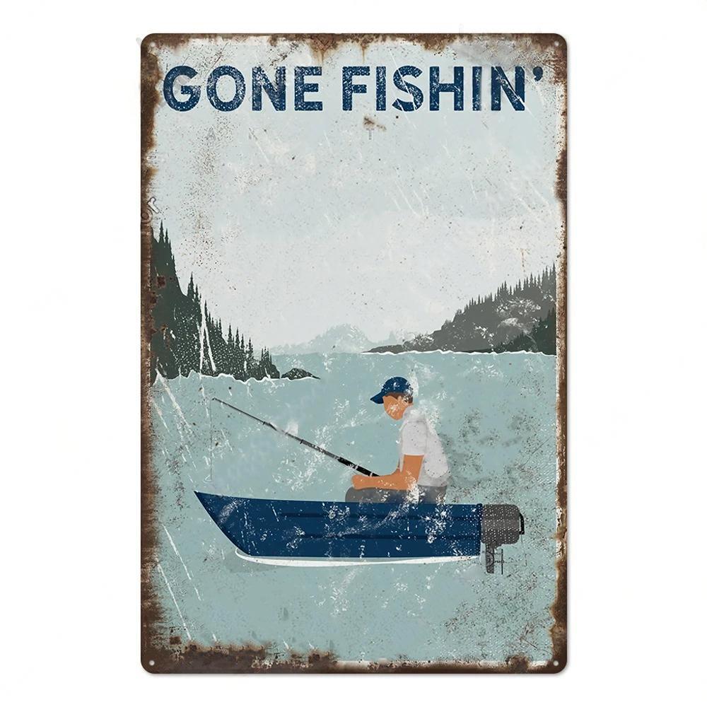 Lake House Posters Vintage Metal Tin Signs Decor Rustic Plaque Metal Plate Wall Art Decor for Living Room