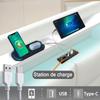 Upholstered Platform Bed RGB LED Light Hydraulic Gas Lift Storage Headboard Shelf USB Type-C Charging Station Modern Bed Frame