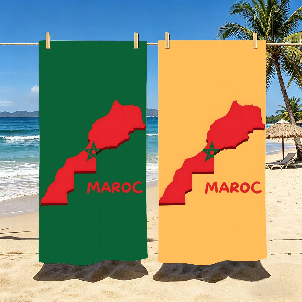 Textilien Art Morocco Map Flag Towel Polyester Beach Towel Quick Dry Sand Free Bath Towel For Summer Pool Travel Vacation