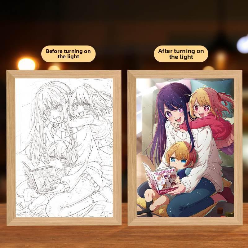 23cm/9.06in I Push The Kid 3D Anime Light Painting Led Night Lamp Wild Star Love Cartoon Led Peripherals Gift Bedroom Decoration