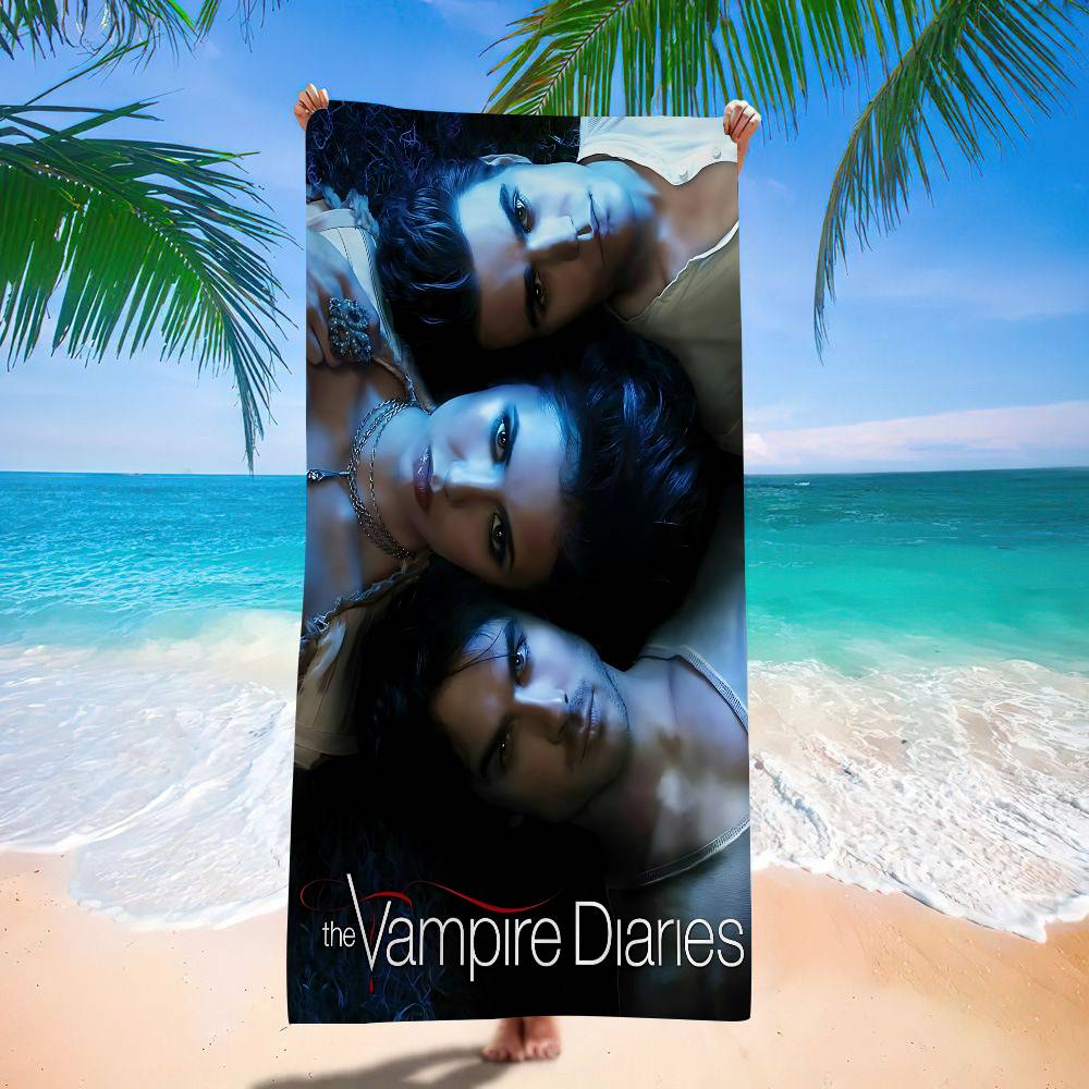Klassischer Film The Vampire Diaries Mikrofaserdecke Schnelltrocknend Strandtücher Übergröße Druck Super Saugfähig