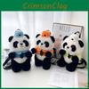Police Plush Panda Backpack With Cartoon Pattern Adjustable Shoulder Straps Bag