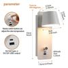 Stepless Dimming LED Wall Lamp with USB Charging - Metal Body, Wall-Mounted, No Tray, Ideal for Bedroom & Living Room