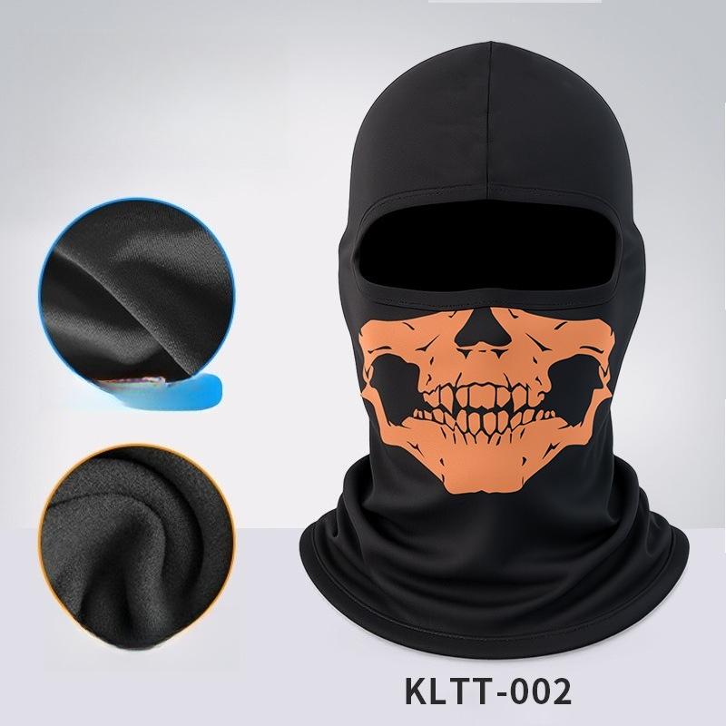 Outdoor Cycling Skull Mask, Road Bike Riding Mask, Scarf Integrated Half Face Ghost Print Headband Hat