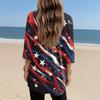 Kadın Günlük 3/4 Kollu Gömlekler Moda Baskılı Cepli Tunik Üstler