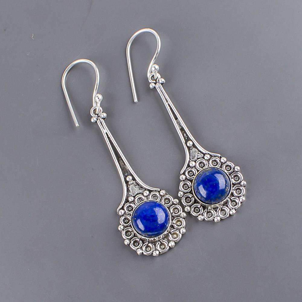 Lapis Lazuli Earrings Handmade Gemstone Jewelry, 925 Solid Sterling Silver Earrings, Unique Design Jewelry Earrings
