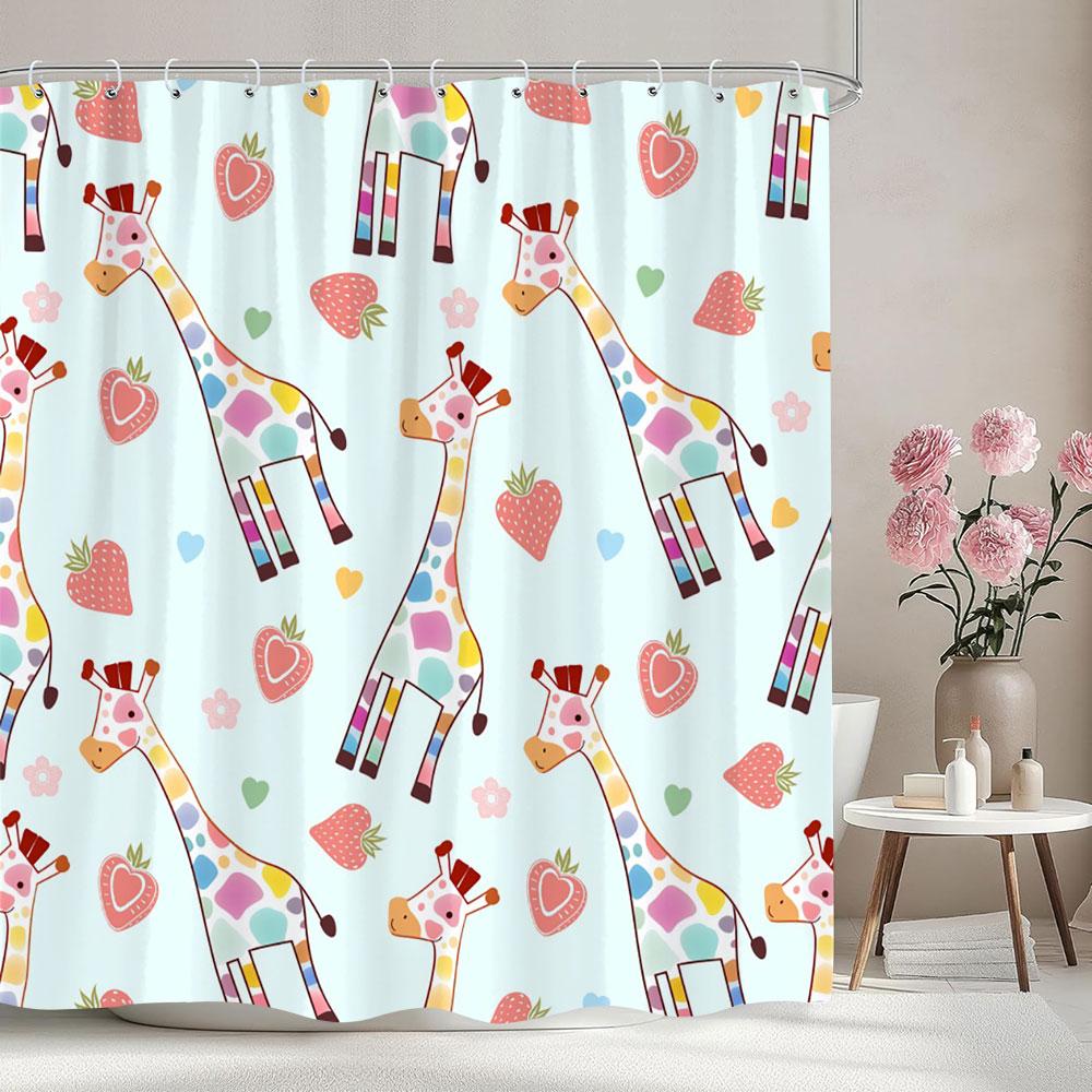 Cartoon Patterns Children's Shower Curtain Warm Girls Room Decoration Curtains Boys Shower Curtains Bathroom Decor With Hooks