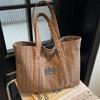 Large Capacity Canvas Tote Bag Minority Design Stripe Handbag Fashionable Mommy Bag  Travel