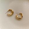 Irregular C Stud Earrings for Women Gold/Silver Water Ripple Pattern Glossy Geometric Metal Ear Accessories Party Gift