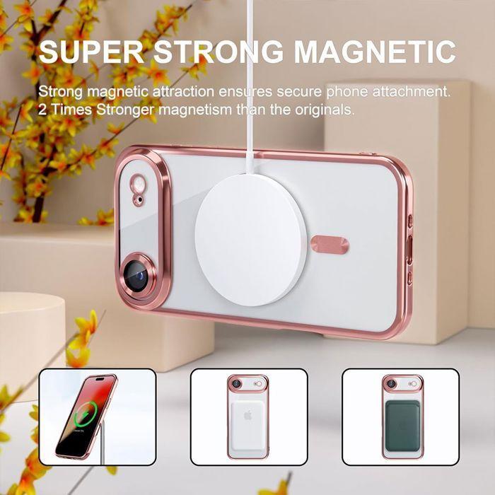 Coque de Protection - BOOLING - iPhone Air - TPU Transparent - Cercle Magnétique Rose - Antichoc