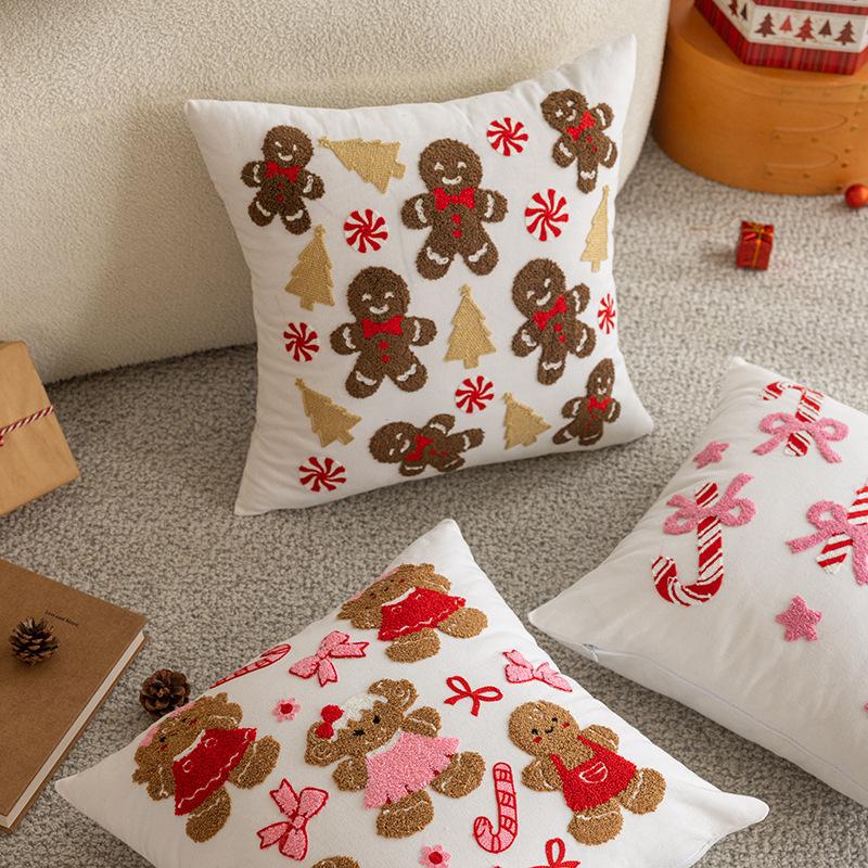 New Christmas Pillowcase Towel Embroidered Core-free Pillow Living Room Sofa Cushion Bedside Pillow