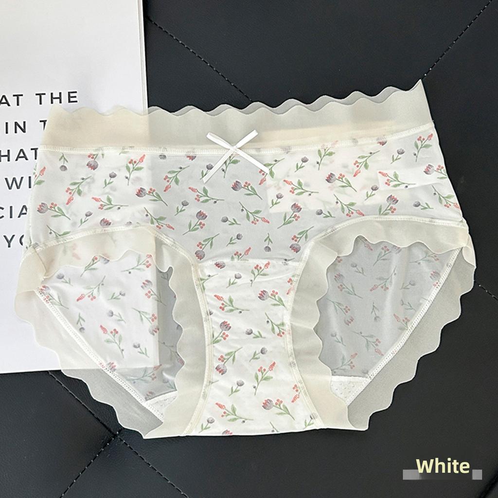 Ladies Summer Thin New Lovely Floral Ice Silk Wrap Hip Breathable No Trace in The Waist Triangle Briefs
