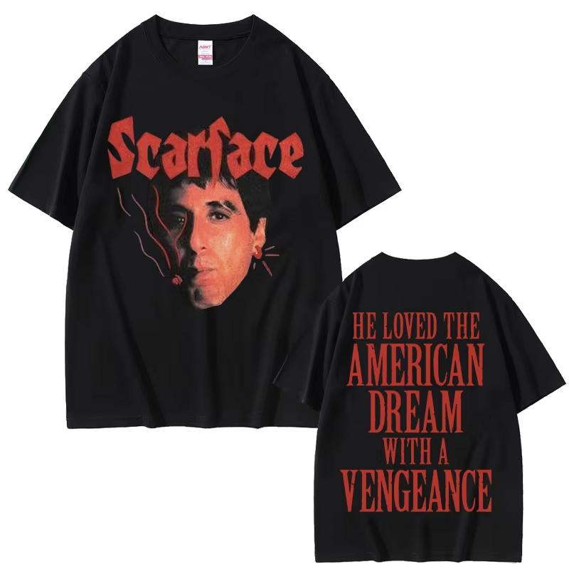 2025 Scarface Al Pacino Klassiker Film Amerikanisches Kurzarm Gangster Film T-Shirt Tony Herren Damen Hip Hop Retro Gothic Top T-Shirt