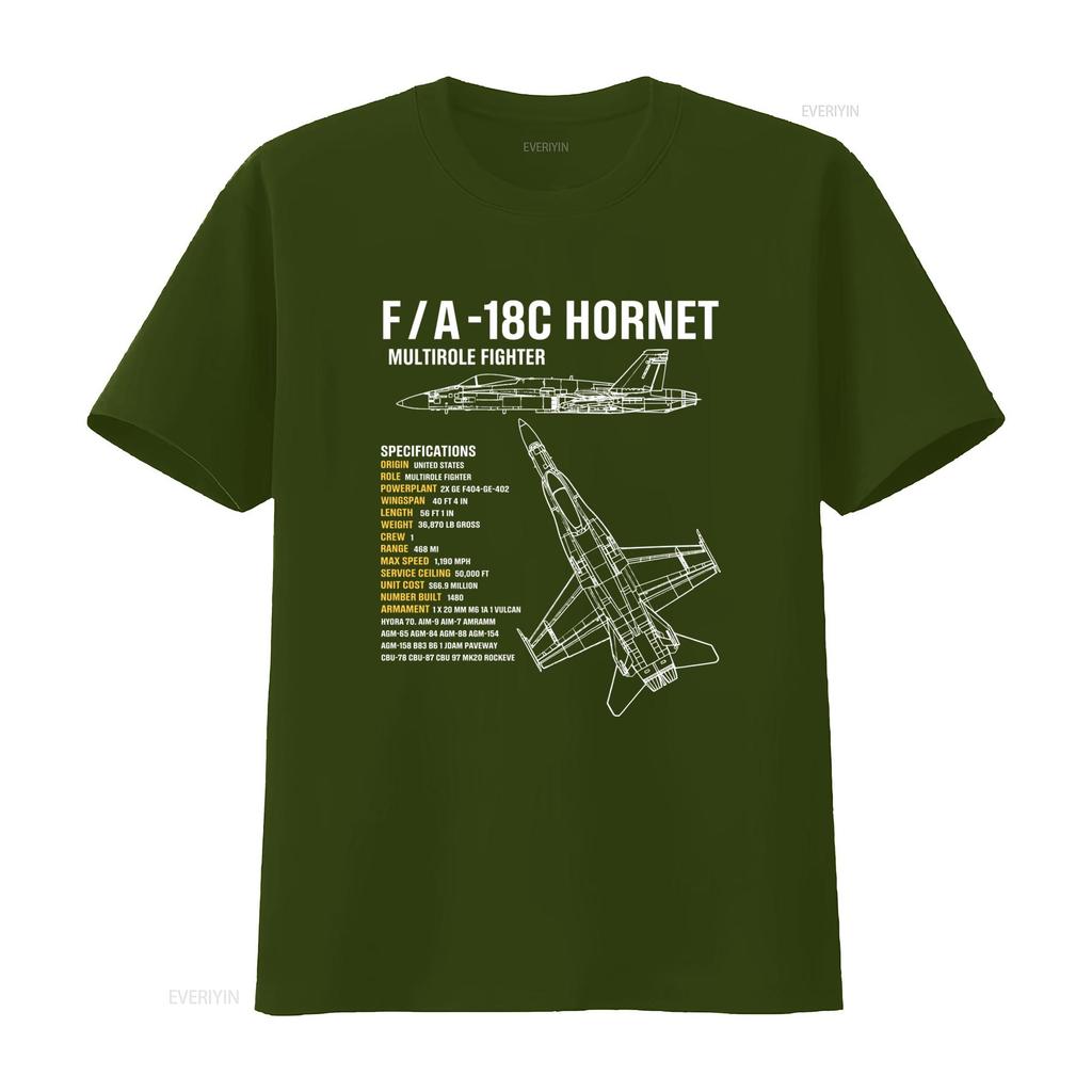Cool Line Art F A C Hornet Multirole Fighter Jet Specs Print Casual T Shirt vintage Washed graphic Unisex streetwear Stylish