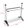 Titanium Alloy Fishing Rod Rack Stand 24 Slots Alloy Metallic Silver with Black Rack