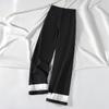 Women's Wool Blend Spliced High-Waist Wide-Leg Trousers