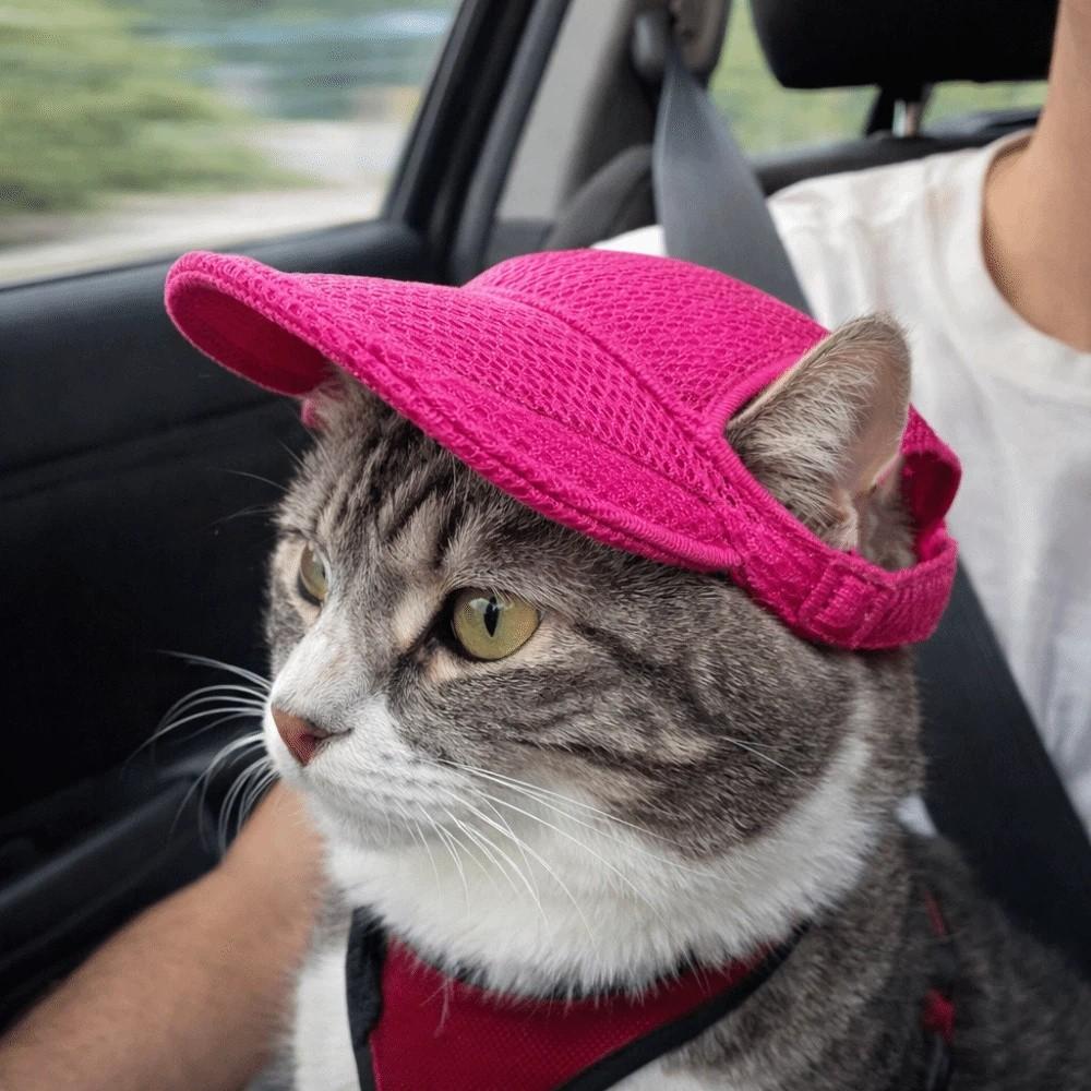 Casual Style Breathable Pet Sun Hat Ear Holes Sun Protection Dog Visor Hat Adjustable Pet Baseball Cap Pet Costume