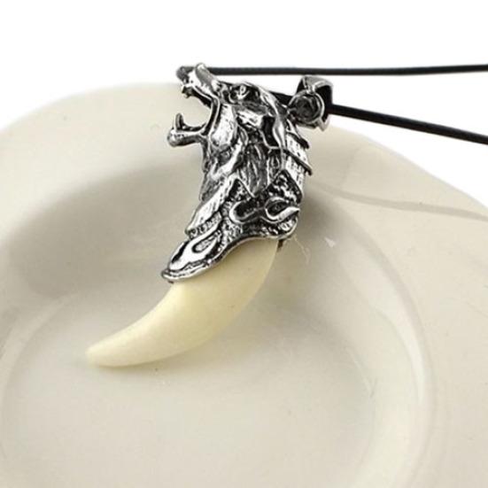 Cool Brave Men Wolf Head Tooth Pendant Necklace Domineering Jewelry Gift