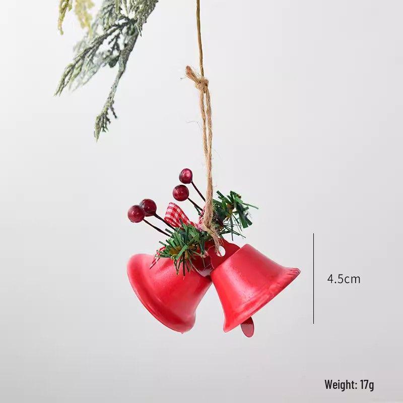 

Christmas Iron Bell Pendant with Bow, Pine Cones, and Red Berries - DIY Tree Decoration