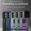 KEYSION Shockproof Armor Case for Redmi 15 169.5mm 171mm Slide Camera Lens Protection Metal Ring Stand Phone Cover for Redmi 5G