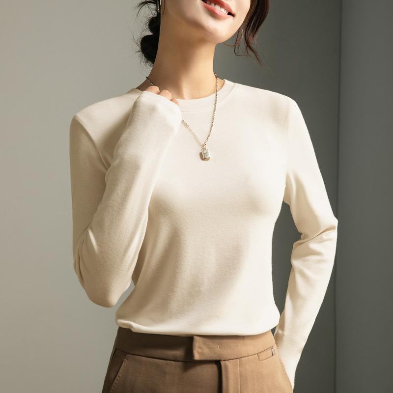 Black Crew Neck Bottoming Shirt Women's Summer and Autumn New Inner with Early Autumn Modal Cotton Slim Top