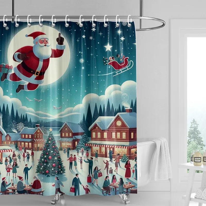 Dekoracja domu zasłony prysznicowe do łazienki wodoodporna tkanina zasłonowa Nowoczesny styl skandynawski Salon Wesołych Świąt zima