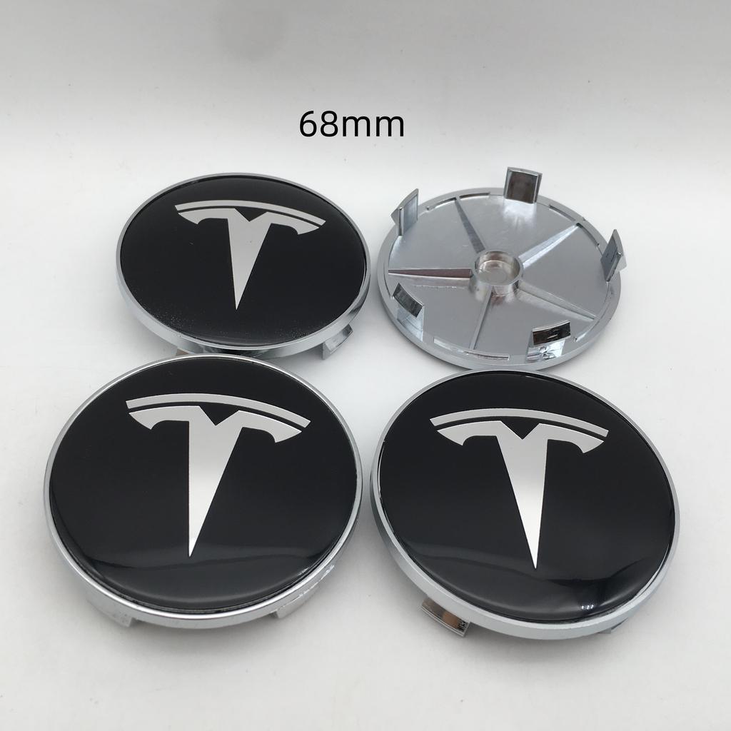 ALY1 4pcs 56mm 60mm 68mm For Tesla Model 3 Model Y Model S X Car Emblem Wheel Hub Center Cap Badge Covers Decals Styling Accessories