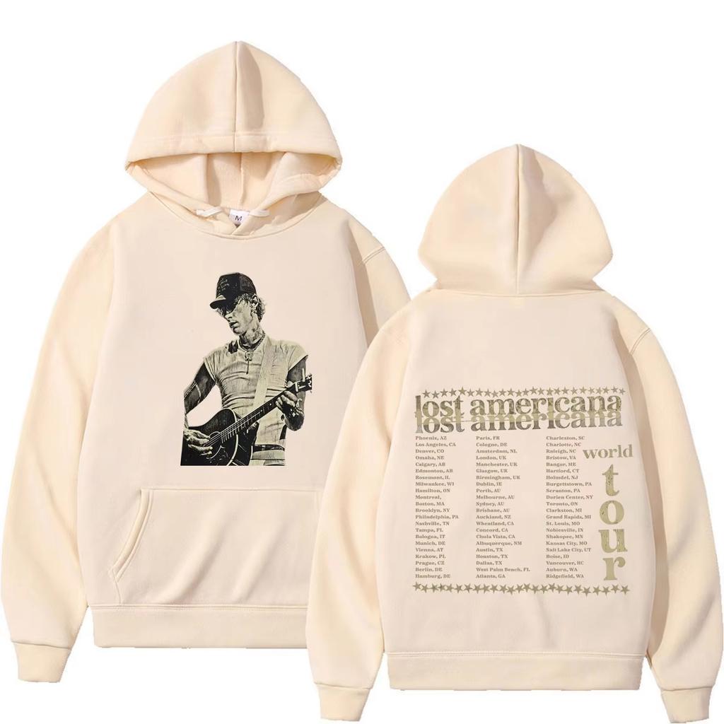 MGK Lost Americana Tour 2026 Print Hoodies Men Women Fashion Hip-hop Pullover Long Sleeves Casual Vintage Printed Sweatshirt