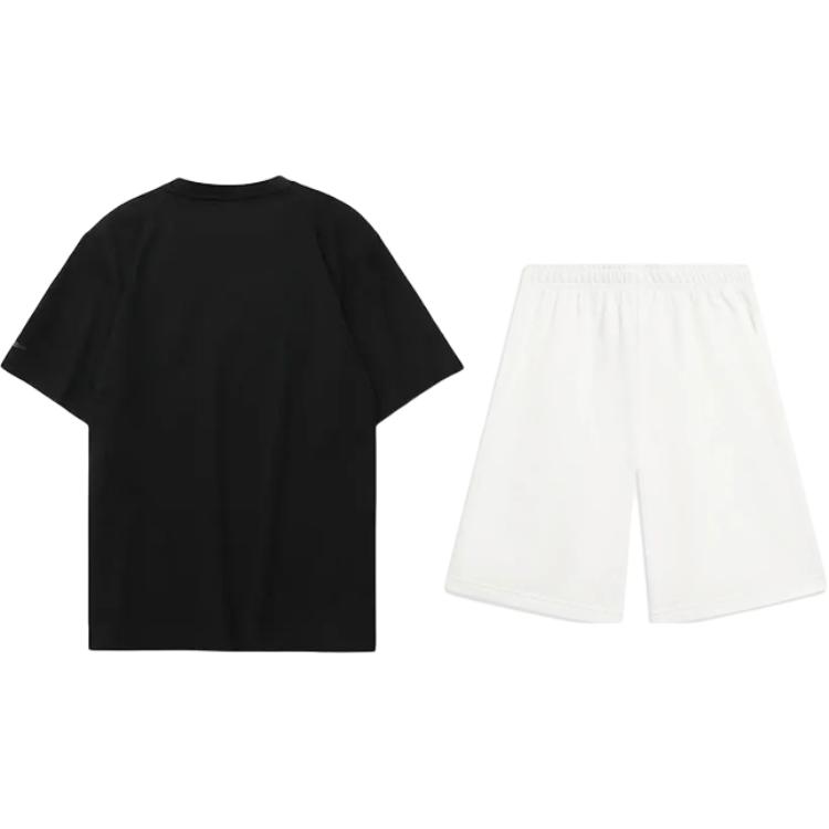 Li Ning Letter Logo Printed Fashion Loose Versatile Round Neck Pullover Short Sleeve T-Shirt Casual Sports Suit Unisex Tops AHSUA03-2+AKST593-7