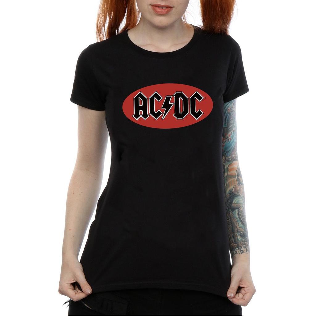 AC/DC Womens/Ladies Red Circle Logo Cotton T-Shirt
