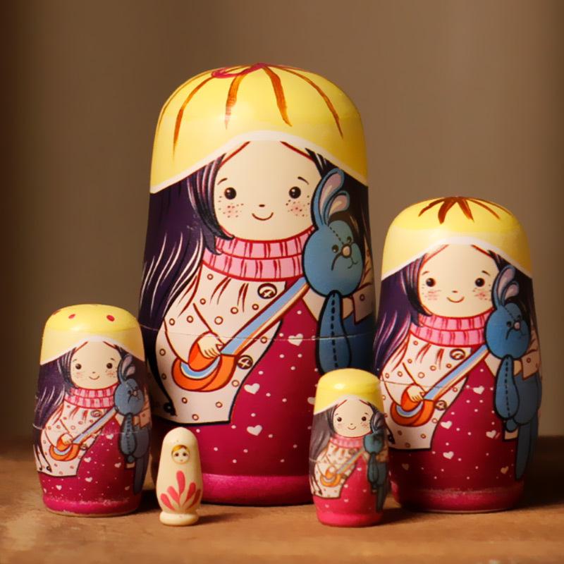 Wooden Painted Russian Nesting Dolls: 5, 7, 10, or 15 Layer Craft Toy & Souvenir