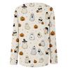 Women's Casual Long Sleeve Round Neck Top with Halloween Print for Party