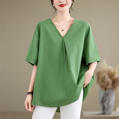 Kurzarm Übergroß Baumwolle Vintage Lässig locker T-Shirt Tops Damen Sommer T-Shirt