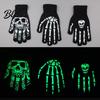 Stylish Scary Costume Accessories Halloween Glow‑In‑The‑Dark Skeleton Knit Gloves Luminous Skull Bone Print Flexible Finger Movement