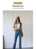 2025 Bell-Bottom High-Waist Denim Jeans - Slimming, Elastic, Floor-Length Pants for Spring and Autumn