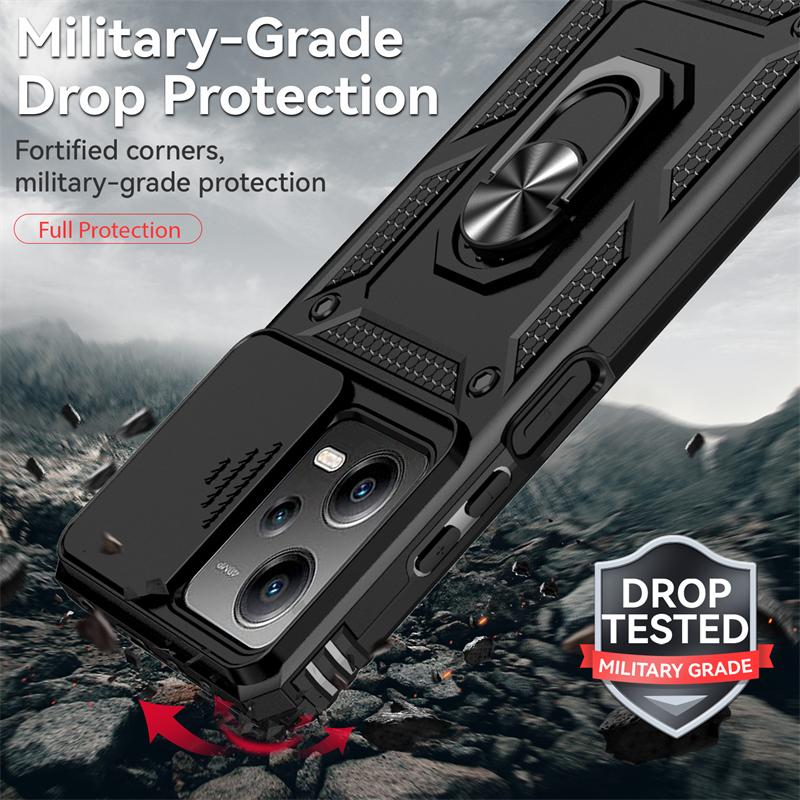 For Poco X5 X5 Pro 5G Case Slide Lens Camera Protect Phone Case For Pocox5pro Poko X5pro X 5 Pro 5X Stand Ring Back Cover