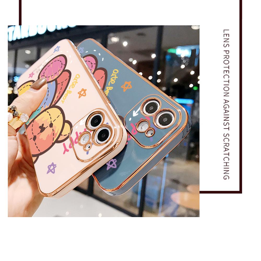 Bunte Druckmuster Quadratisches Randmuster Gehäuse Überzogene Telefonschale Luxus Überzogene Weiche Telefonhülle für Huawei Honor Xiaomi Redmi